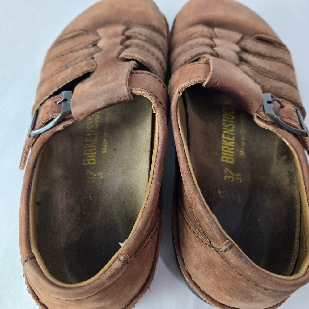 Birkenstock Size 6.5 Fisherman Sandals Leather Buckle Closed Toe Clogs #1307 - Picture 4 of 10